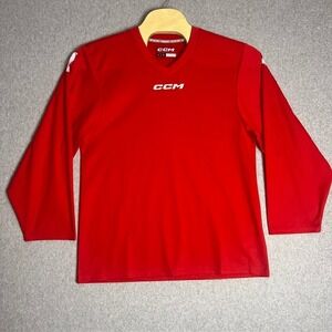 CCM Men's Red Pryor‎ #7 Long Sleeve Hockey Jersey Size Small